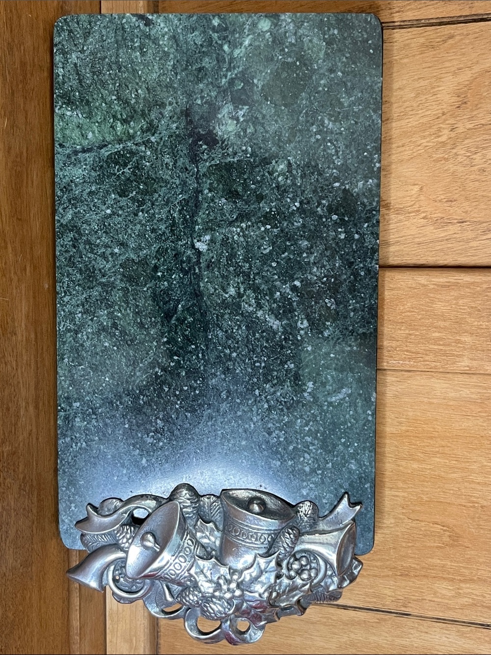 Flawless Vintage Green Marble, Arthur Court Christmas Bells Cheese Board